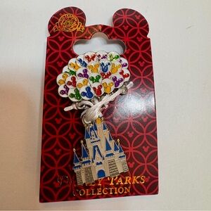 NWT Disney Parks Pin. Cinderella Castle with Mickey Balloons pin.